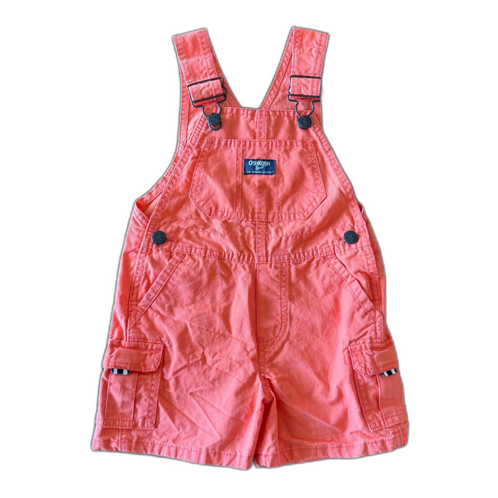 Vintage OshKosh B'gosh Neon Orange Shortalls Overalls in 2T 🧡